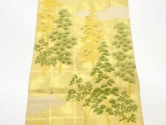 6947792: JAPANESE KIMONO / VINTAGE FUKURO OBI / WOVEN CLOUD & PINE